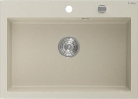 Mexen Elix granitový drez 1-komorový 700 x 500 mm, béžový, sifón chróm - 6526701005-69