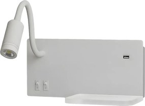 Nástenné LED svietidlo Shelf, 1x LED 4+5+2w, 4000k, w, vypínač