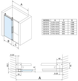 Gelco, VOLCANO sprchové dvere 1400 mm, číre sklo, GV1014