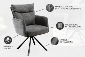 Stolička Big George antracitová otočná lakťová opierka