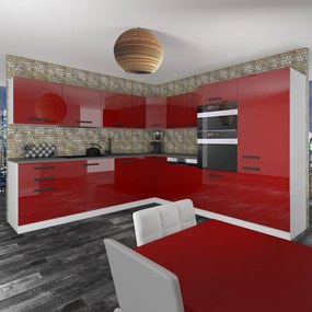 Kuchynská linka Belini Premium Full Version 480 cm červený lesk s pracovnou doskou JANE