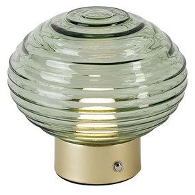 Stolná lampa z mosadze so zeleným sklom nabíjateľná - Lexie