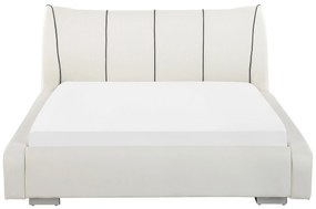 Kožená vodná posteľ s LED 140 x 200 cm biela NANTES Beliani
