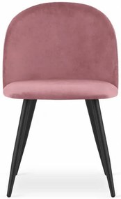 Stolička BELLO - tmavoružový zamat / čierne nohy