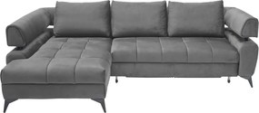 Rohová sedacia súprava Paris, stredne šedá látka, ľavý roh