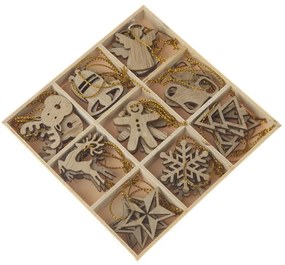 Drevené vianočné ozdoby v súprave 36 ks ø 3,5 cm Natur – Dakls