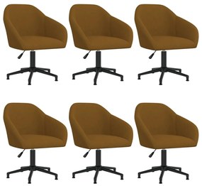 Otočné jedálenské stoličky 6 ks hnedé zamatové 3089691