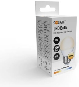 SOLIGHT LED žiarovka miniglobe matná G45 8W, E27, 3000K, 720lm