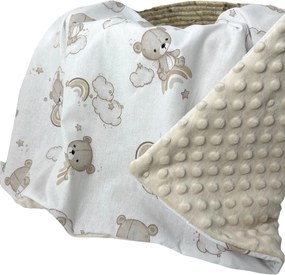 Deka Teddy/minky béžová 100x75 cm – detská deka s medvedíkom a béžovou minky