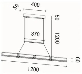 LED Luster na lanku LED/21W/230V 3000K 45x120 cm