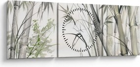 Obraz - Bambusy, kresba (s hodinami) (90x30 cm)