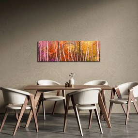 Obraz farebného lesa (s hodinami) (90x30 cm)