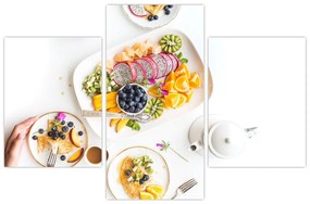 Obraz tanierov s ovocím na stole (90x60 cm)