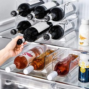 Stojan na fľaše, na víno, transparentný, do chladničky BINS