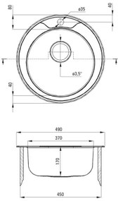 Deante ZHC_0813 - Kuchynský drez TWIST pr. 49 cm satén