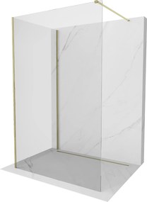 Mexen Kioto, 2-stenová sprchová zástena Walk-In 130 x 80 cm, 8mm číre sklo, zlatý lesklý profil,800-130-212-50-00-080