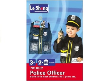 LEAN TOYS Kostým policajta s  príslušenstvom a odznakom