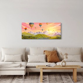 Obraz balónov nad krajinou (120x50 cm)