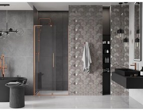 Mexen Velar L, posuvné sprchové dvere do otvoru 90 cm, 8mm číre sklo, medená matná, 871-090-003-01-65