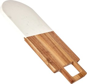 Doska na krájanie s úchytom PREPPY 38x18 cm z masívu/biely mramor