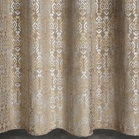 Krásny béžovo zlatý záves na kruhy s lesklým motívom 140 x 250 cm