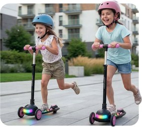 Ricokids Glowi LED balančná Kolobežka pre deti - čierno-ružová