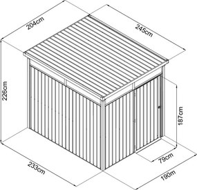 Záhradný domček so svetlíkmi Avenberg MAGNUS 2.5 x 2.0 m - Premium