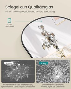 Zrkadlo v plnej dĺžke, zaoblené stojace zrkadlo, 160 x 50 cm, čierny rám