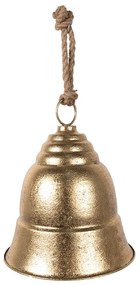 Zlatý antik dekoračný zvonček na jutovom povrázku - Ø 30*35 cm