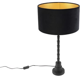 Stolová lampa v štýle art deco so zamatovým odtieňom čierna 35 cm - Pisos