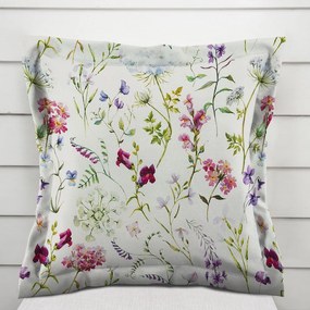 Biante Dekoračná obliečka na vankúš s lemom PML-098 Lúčne kvietky na smotanovom 50 x 60 cm
