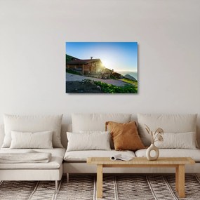 Sklenený obraz - Ráno v alpách, Tirolsko (70x50 cm)
