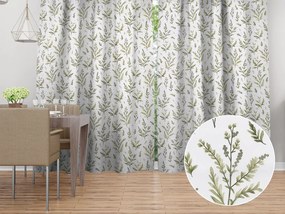 Biante Bavlnený záves Sandra SA-718 Zelené vňate byliniek na bielom 150x190 cm
