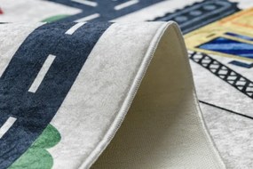 Detský koberec protišmykový BAMBINO 2223 Ulice, autá - krémový