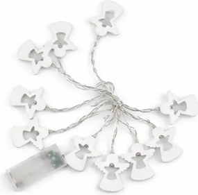 DECOLED Svetelná reťaz LED na batérie, 10 teplých bielych LED diód, 2 m, drevení anjeli