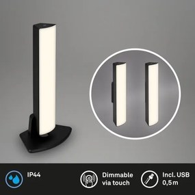 Briloner 7474-015 - LED nabíjacia vonkajšia stolná lampa LED/7W/5V/3000K čierna