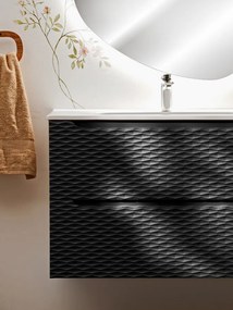 Závěsná skříňka pod umyvadlo Ocean 70 cm dub olejovaný/černá