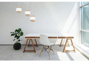 Závesné svietidlo Boho Spider, 3x jutové/biele textilné tienidlo