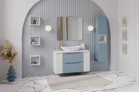 Comad Kúpeľňová skrinka pod doskové umývadlo s košom na bielizeň Nova Denim/Nova White 100 denim/biela