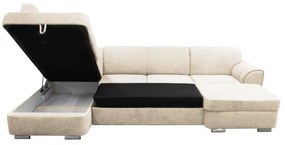 Rozkladacia ľavá rohová sedacia súprava do tvaru U SERPA, béžová, s úložným priestorom