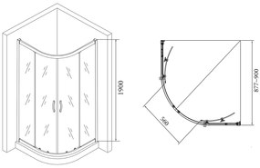 Gelco Gelco, AKCE štvrťkruhová sprchová zástena 900x900x1900mm, číre sklo, AG4290