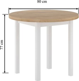 Vintino Jedálenský stôl NOVUS 80 cm – dub zlatý craft / biela