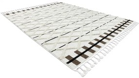 Koberec SEVILLA Y611A mreža, diamanty hnedý / biely, Maroko, Shaggy