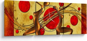 Abstraktný obraz s dvoma ženami (s hodinami) (90x30 cm)