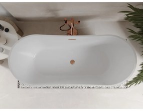 Mexen Celia, voľne stojaca vaňa 170 x 75 cm, biela, medený prepad, 52331707500-65