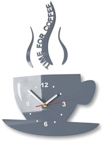 Nástenné hodiny Time for coffee sivá