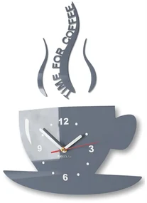 Nástenné hodiny Time for coffee sivá