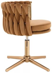 LuxuryForm DESIGN Stolička LYON VELUR na zlatom kríži - medová