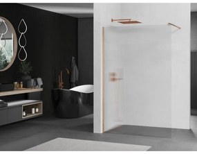 Mexen Kioto, sprchová zástena Walk-In 100 x 200 cm, 8mm sklo s rebrovým vzorom, medený matný profil, 800-100-101-65-09