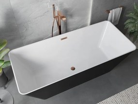 Mexen Velo Slim, voľne stojaca vaňa 170 × 75 cm, biela lesklá, ružové zlato prepad, 52811707500-60